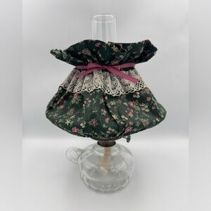 Vintage Oil Lamp Floral Shade Cottagecore Glass Lantern Coquette Decor